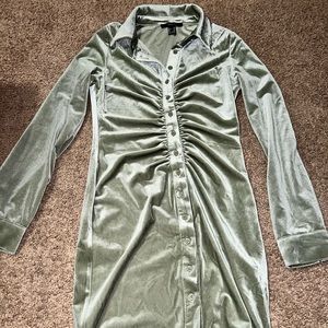Velvet button up dress